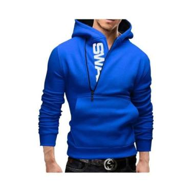 Imagem de Moletom Masculino Slim Fit Com Zíper E Bolso Estampa De Poá Esportivo 