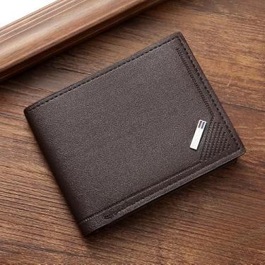 Imagem de Carteira masculina, elegante e fina, multicartão, carteira de grande capacidade para homens jovens, adequada para negócios, feita de couro macio, Café, Clássico