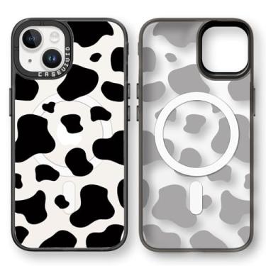 Imagem de casevivid Capa magnética para iPhone 13 Magsafe bonita estética - capa de telefone divertida moda durável - estampa de vaca leiteira feminina design de capa para mulher menina 6,1 polegadas preta