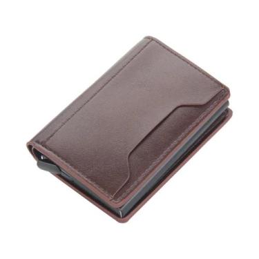 Imagem de Carteira Masculina Slim Em Fibra De Carbono Com RFID, Alta Qualidade E