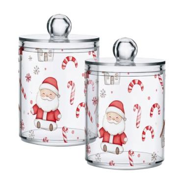 Imagem de xigua Pacote com 4 lindos suportes de Natal para bolas de algodão, cotonete – Frasco de plástico de boticário de armazenamento versátil transparente de 4 ml para banheiro e organização de