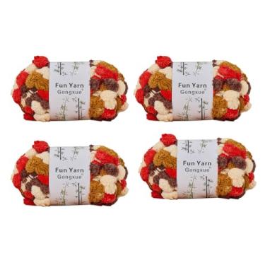 Imagem de Jelly Bean Pom Bomb Yarn - 150 g/novelo de poliéster super volumoso - 4 bolas Pomp-A-Doodle fio para crochê tricô artesanato tapete pet ninho 600 g (4, Manor)