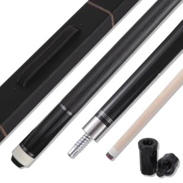 Imagem de Teekerwang Bastão de taco de bilhar de 147 cm, 2 peças, bastões de sinuca de 538 g, ponta de 12,5 mm, tacos de sinuca de madeira de bordo canadense, adequado para bares, clubes, esportes de mesa de