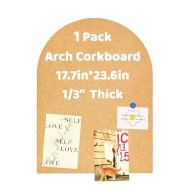 Imagem de Okydoky Tábuas de cortiça de arco de 8 mm de espessura, placa autoadesiva de 17,7 x 59,9 cm, 1 peça para decoração de escritório doméstico (4560Arch-1pc-8mm)