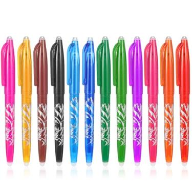 Imagem de 12 canetas apagáveis a quente para tecido, canetas marcadoras de tecido, marcadores de tecido, sem linhas fantasmas, tinta que desaparece para marcação precisa para costurar, bordar, faça você mesmo