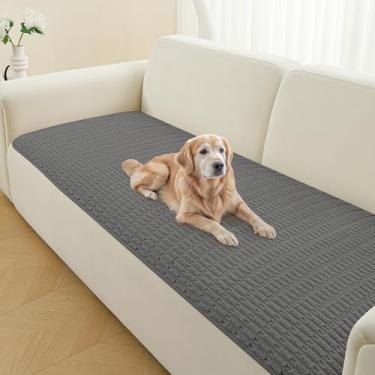 Imagem de Sinotalent Capa protetora de sofá para cães, lavável para animais de estimação, antiderrapante, impermeável, capas de móveis para animais de estimação, capa de cachorro para sofá (cinza escuro, 101,6