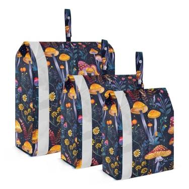 Imagem de xigua Cubos coloridos de embalagem de cogumelos para viagem, organizadores de bagagem leves, conjunto de viagem, à prova d'água, cubos de compressão para acessórios de viagem, 3 pacotes