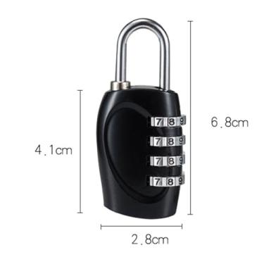 Imagem de Dioche Cadeado de Combinação de 4 Dígitos para Segurança Externa, Cadeado de Liga de Zinco para Bagagem, Mochilas, Malas, Gavetas, Armários, Bolsas de Viagem (Preta)