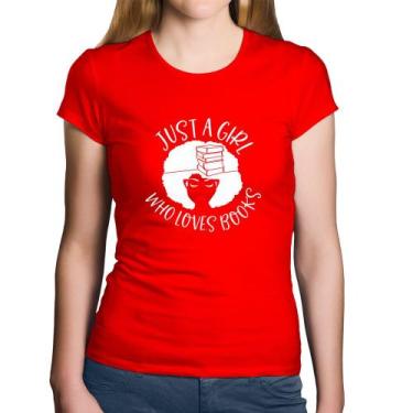 Imagem de Baby Look Algodão Just a girl who loves books - Foca na Moda, Vermelho