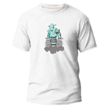 Imagem de Camiseta Basica Algodão Premium Estampada Robô Fumaça - Pavesi, Branco