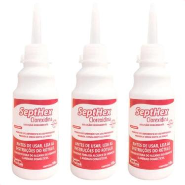 Imagem de Kit com 3 Clorexidina Aquosa 0,5% 100 ml Antisséptico - Full - Septhex
