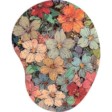 Imagem de Mouse Pad Ergonômico Gota Mix de Flores Tons Pastéis