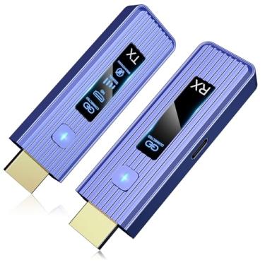Imagem de Transmissor e receptor HDMI sem fio 2026, alcance de 328 pés/100 m, extensor HDMI sem fio de saída 4K @ 60Hz e 1080P, WiFi 5G + 2,4G, tela de LED, Plug & Play para transmissão de vídeo para monitor/PC