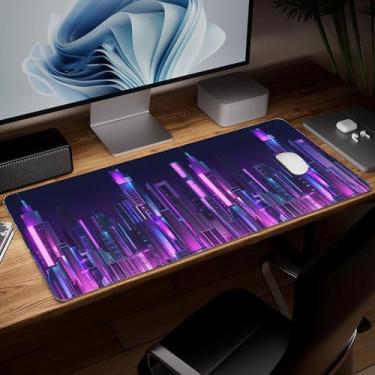 Imagem de Tapete de mesa de couro, mouse pad de arte colorida grande teclado de computador para jogos mousepad à prova d'água protetor de mesa e capa, tapete de mouse decorativo de couro PU para laptop