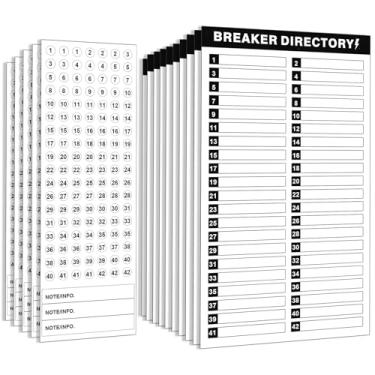 Imagem de Etiquetas de painel de disjuntor de 15 folhas, inclui 10 adesivos de diretório de disjuntores e 5 adesivos numéricos à prova d'água duráveis etiquetas autoadesivas de painel elétrico (preto)