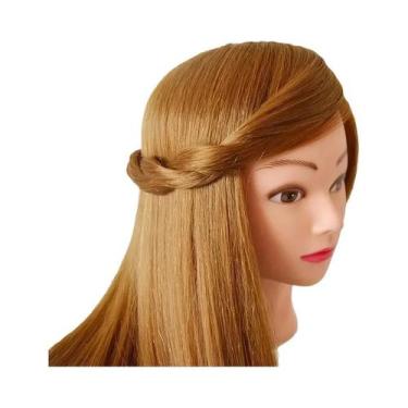 Imagem de Cabeça De Manequim Masculina Com Cabelo Sintético Longo E Suporte Com 