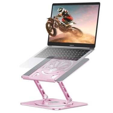 Imagem de Axbima Suporte de laptop ajustável para mesa - suporte dobrável giratório de 360° para laptop ergonômico para MacBook Pro/Air Dell HP Lenovo Notebook de até 16 polegadas, rosa