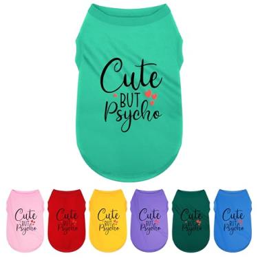 Imagem de Roupas para animais de estimação prontas para o verão: sem mangas, camisetas estampadas engraçadas para cães pequenos e médios adoráveis. Azul turquesa PP