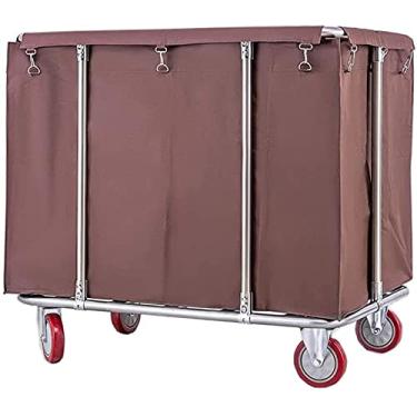 Imagem de Carro de serviço, veículos de coleta de carrinhos, veículos de reciclagem, carrinho de servir, carrinho comercial com rodinhas para lavanderia, com sacos removíveis, aço inoxidável engrossado 6 tubos
