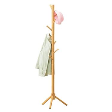 Imagem de SLGGPJBU Cabide cabideiro de madeira, quarto moderno, cabide em forma de árvore, sala de estar, corredor, suporte para roupas pesadas, bolsa, jaqueta, cabide