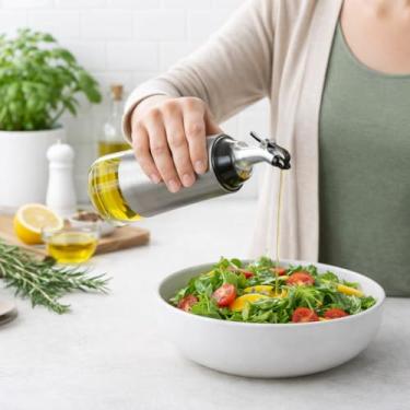 Imagem de Galheteiro de Vidro com Aço Inox 300 ml - Azeite/Óleo ou Vinagre