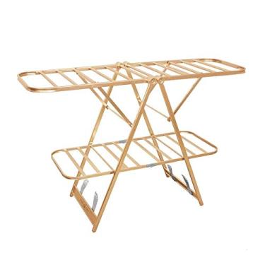 Imagem de Prateleira de roupas de aço inoxidável resistente para uso interno e externo, melhor usada para camisas, calças, toalhas, sapatos por Everyday Home (cor: :) (ouro)