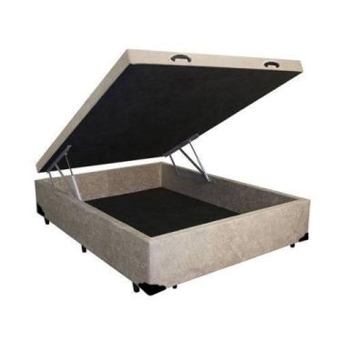 Imagem de Base Baú Casal Suede Bege 42x138x188 - RR COLCHOES