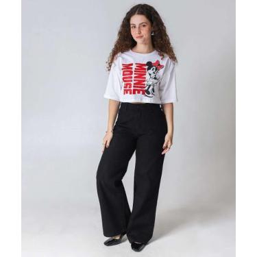 Imagem de Calça Sarja Wide Leg Feminina Marisa Preto-45008, Preto, 44