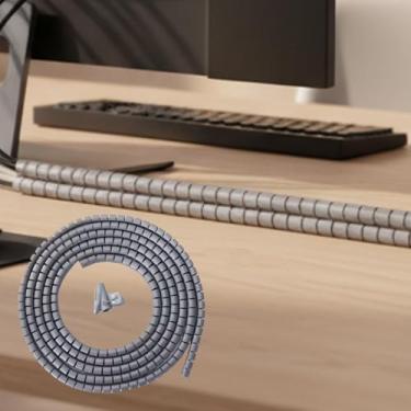 Imagem de Organizador universal de fio espiral, tubo de gerenciamento de cabos de fácil instalação para mesa, capa protetora de cabo durável com ferramenta de clipe
