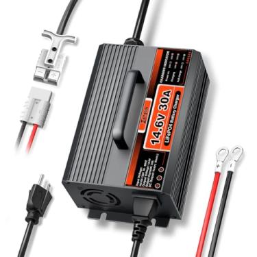 Imagem de Carregador de bateria LiFePO4 14,6V 30A LiFePO4 12V LiFePO4 carregador de bateria de lítio 30 Amp carregamento rápido com conector Anderson AC-DC para baterias recarregáveis de ciclo profundo de
