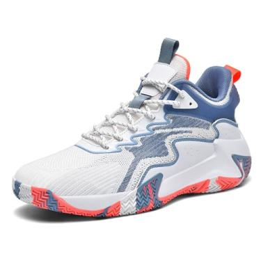 Imagem de CJSPORX Tênis de basquete masculino, respirável, antiderrapante, moderno, esportivo, Branco e azul - 6, 40
