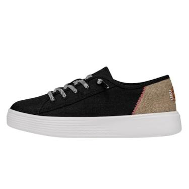 Imagem de Hey Dude Cody (LTT) Craft Linen Preto Tamanho 12 | Sapatos femininos | Tênis casual feminino | Confortável e leve