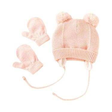 Imagem de Conjunto De Luvas E Gorro De Tricô Para Bebês, Cor Sólida, Outono Inve