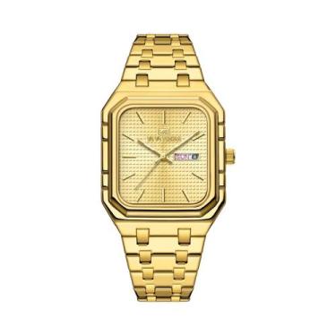 Imagem de Relógio De Quartzo Masculino Azul Dourado Com Pulseira De Aço Inoxidáv