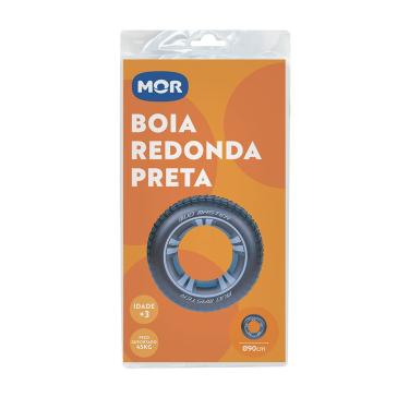 Imagem de Boia Redonda Preta Modelo Pneu Inflável 90cm Mor