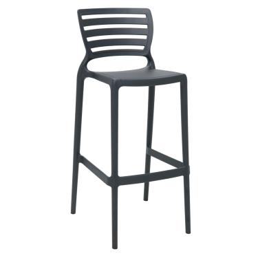 Imagem de Banqueta Sofia Alta Bar Grafite em Polipropileno e Fibra de Vidro Tramontina 92137007