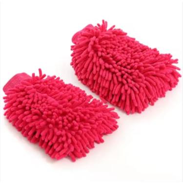 Imagem de Luva Dupla Face de Microfibra para Limpeza e Lavagem Automotiva Azul Rosa Chiclete ou Verde (Rosa Chiclete)