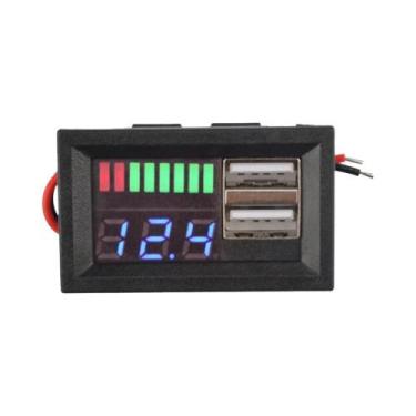 Imagem de Voltímetro Automotivo USB Duplo 5V 2A, Indicador De Capacidade De Bate