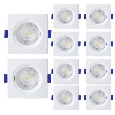 Imagem de Kit 10 Spot De Led Embutir Slim Mr16 Quadrado 6w Bivolt 3000k Quente