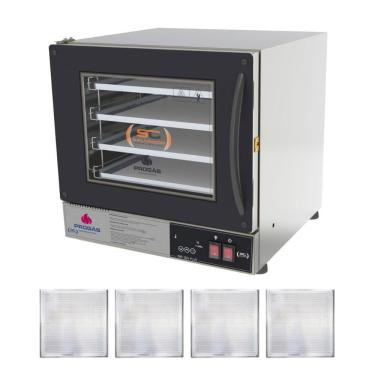 Imagem de Kit - Forno Turbo Prp-004 Plus Digital 127v Preto + 4 Assadeiras - Progás 127v