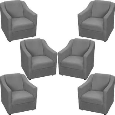 Imagem de Kit 6 Poltronas Decorativa Para Sala Recepção Manicure Barbearia Escri