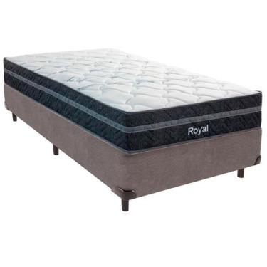 Imagem de Cama Box Solteiro e Colchão Royal Molas Ensacadas Colchobel Cinza