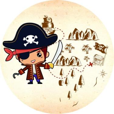 Imagem de Painel De Tecido Sublimado Redondo Pirata Cute Mapa Do Tesouro C/Elast