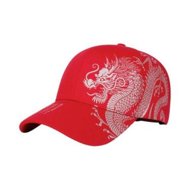 Imagem de Boné Snapback Ajustável com Estampa de Dragão Dourado - Unissex - Prot