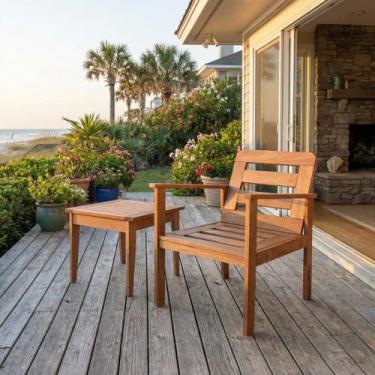 Imagem de Conjunto Poltrona e Mesinha de Centro Madeira Maciça Yescasa