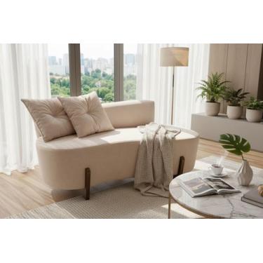 Imagem de Namoradeira Sofá Feijão Luna 130cm Orgânica Bouclé Marfim - Mansão Dec