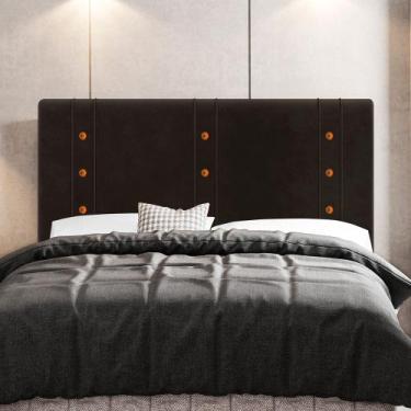 Imagem de Cabeceira Cama Box Casal Queen Size Roma 160cm Veludo Marrom - Abmaza
