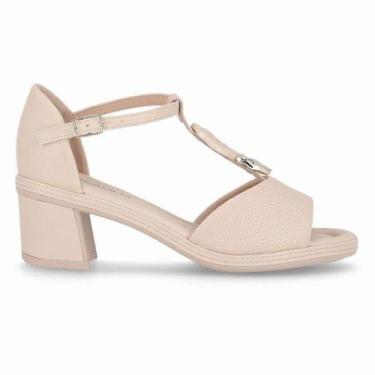 Imagem de Sandalia Piccadilly Salto Medio - Feminina - Creme - 37, Creme, 37