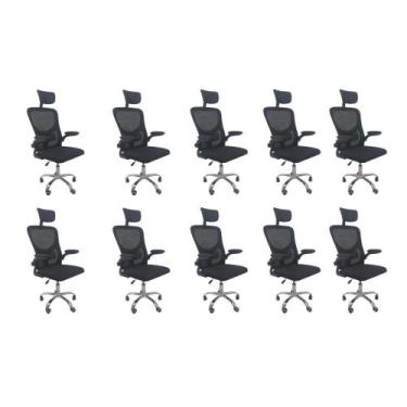 Imagem de Kit 10 Cadeiras De Escritório Oficial Vegas Apoio Preto - Oficial Webs