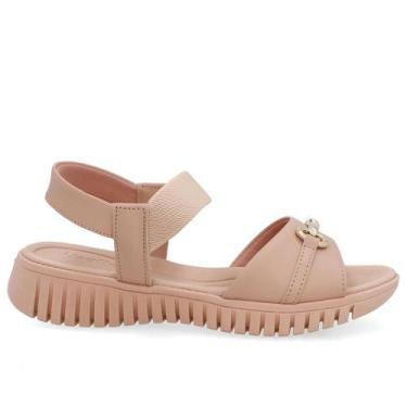 Imagem de Sandalia usaflex couro enfeite ref ud11004 feminino, Bege, 35